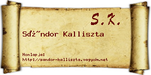 Sándor Kalliszta névjegykártya