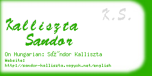 kalliszta sandor business card